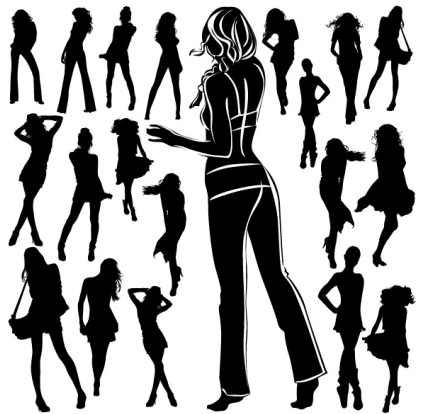 black and white silhouette 02 set vector