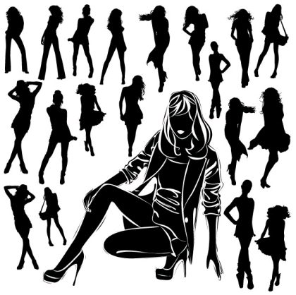 black and white silhouette 04 set vector