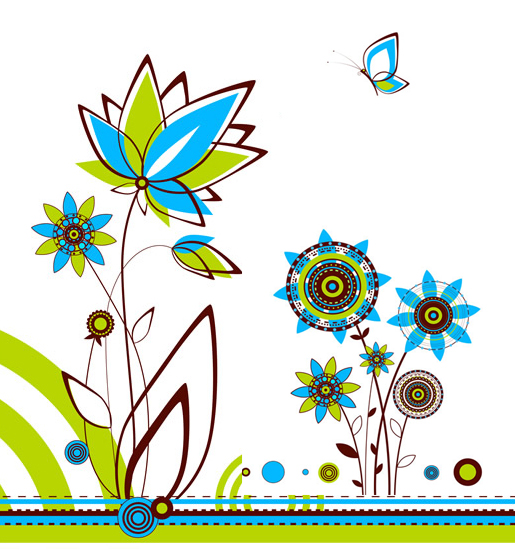 butterfly and floral vector