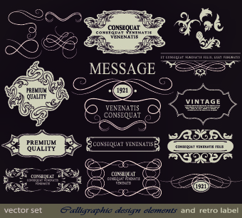 calligraphic and labels 1 vector