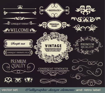 calligraphic and labels 3 vector