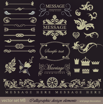 calligraphic and labels 5 vector
