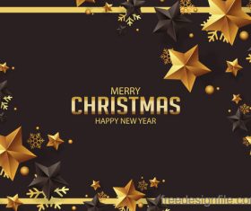 christmas greeting with gold stars and new year design vector