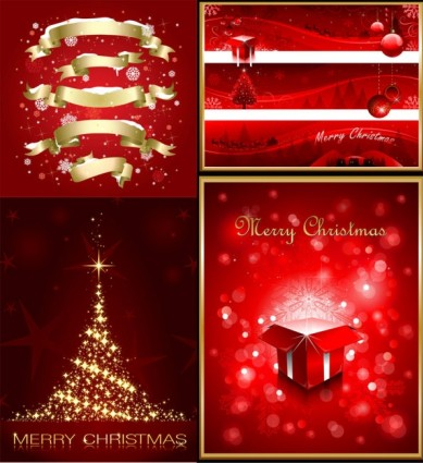 christmas red elements poster vector