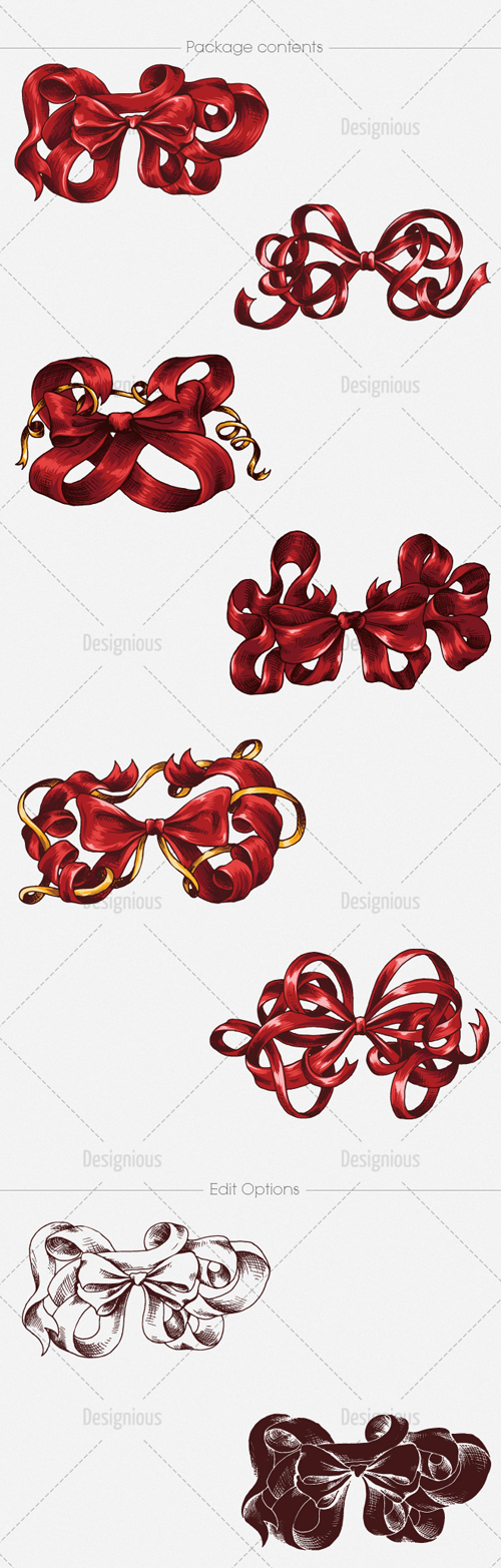 christmas ribbon vector set