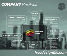 city blue company profile lines template vector