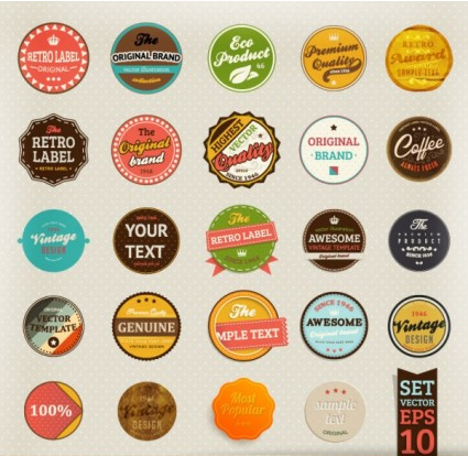 classic label stickers 02 creative vector