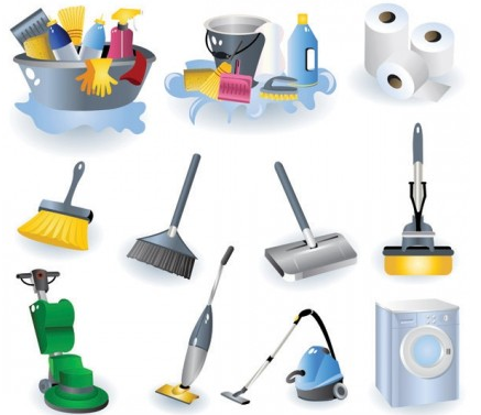 cleaning supplies icon shiny vector