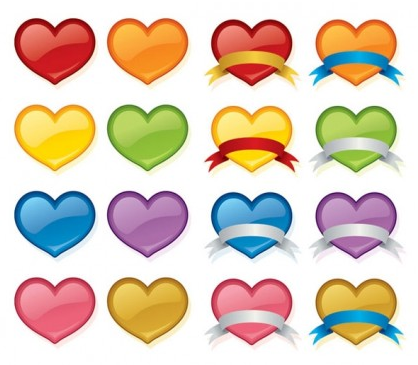 color crystal heart icon vector