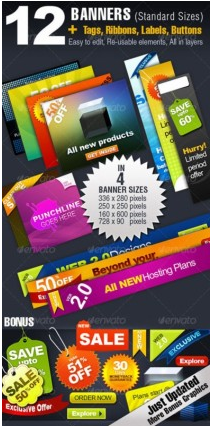 color labels and banner vector