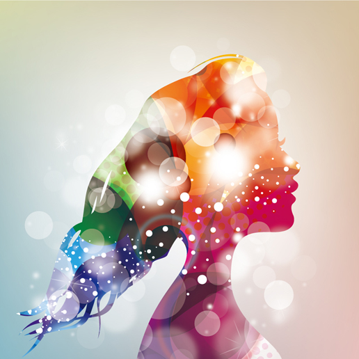 colorful girl head vectors graphics