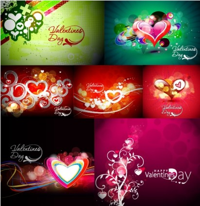 colorful love card vector set