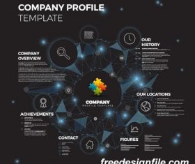 company profile kruh network dark blue template vector