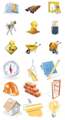 construction site theme icon creative vector
