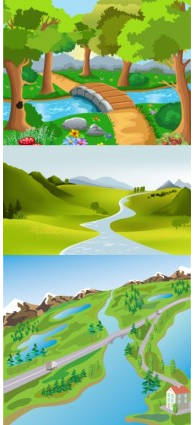 cute cartoon landscape vector graphics