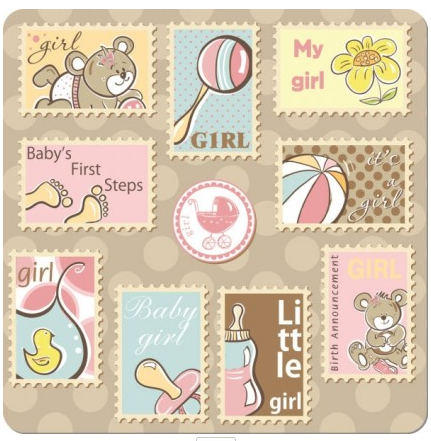 cute cartoon ornaments stamp vector free download