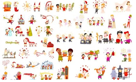 cute christmas characters vector