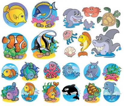 cute marine animals vector