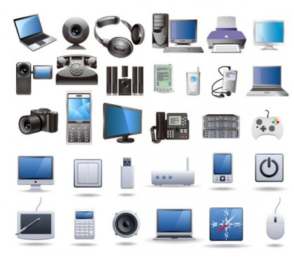 digital technology products icon vector set