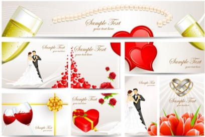 exquisite wedding greeting card vector