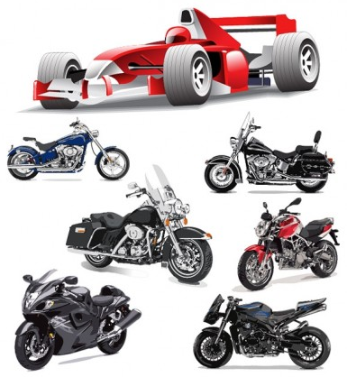 f1 formulone racing and motorcycle vectors