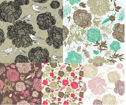 fashion flowers background Free set vector