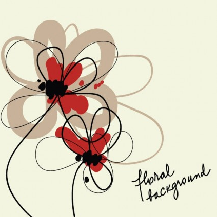 fashion handpainted flowers 4 vector