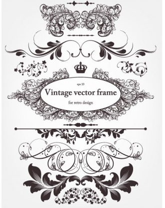 floral border and decorations 01 vector