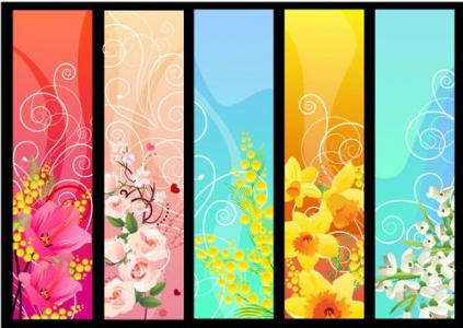 flower banner 02 design vectors