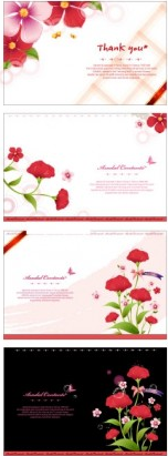 flower card template vectors material