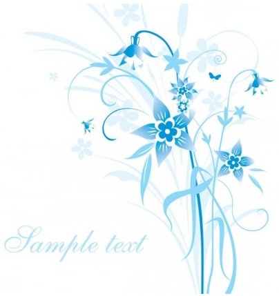 flowers and blue background pattern 5 vector