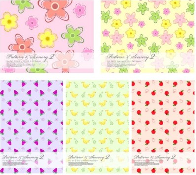 fruit and flowers background vectors