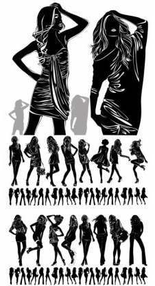 girl black and white silhouette Illustration vector