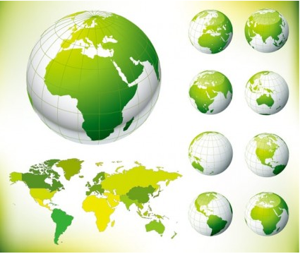 green earth and world map vectors