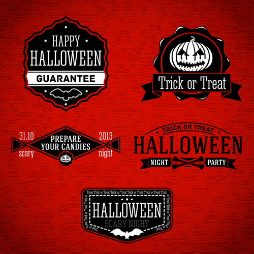 halloween labels shiny vector