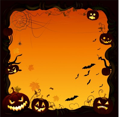 halloween pumpkin border vector