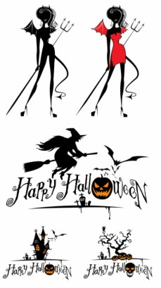 halloween witch and graphics vectors material