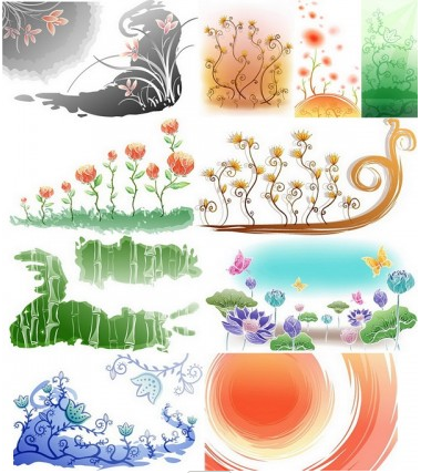 handpainted flowers background vectors graphic