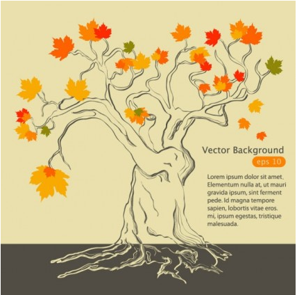 handpainted maple leaf background 01 vectors graphics