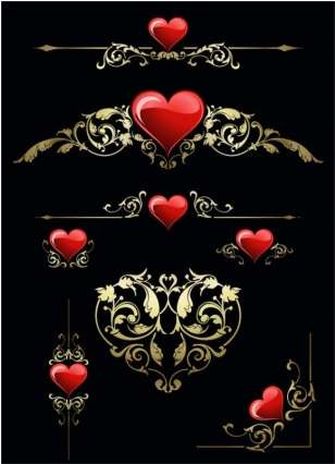 heart and pattern vector