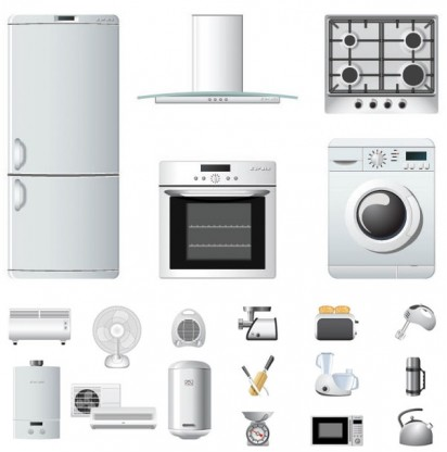 household appliances icons vectors graphic