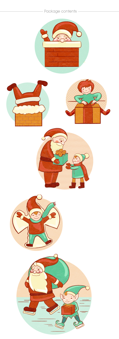 kids and santa vectors graphics