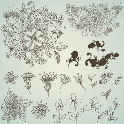 line drawing flower pattern vector design