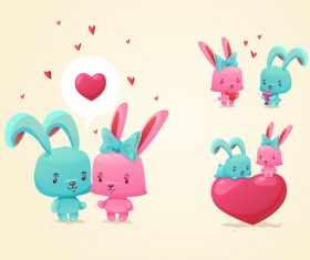 lovely rabbit with heart vectors