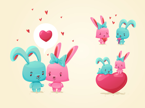 lovely rabbit with heart vectors