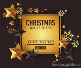 luxury christmas greetings with golden stars vector