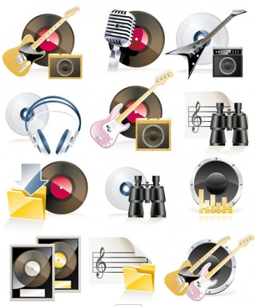 music theme icon vectors