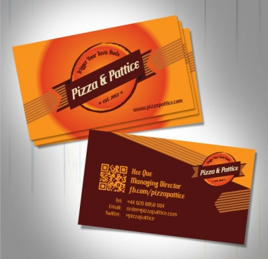 pizzpattice business card design vector