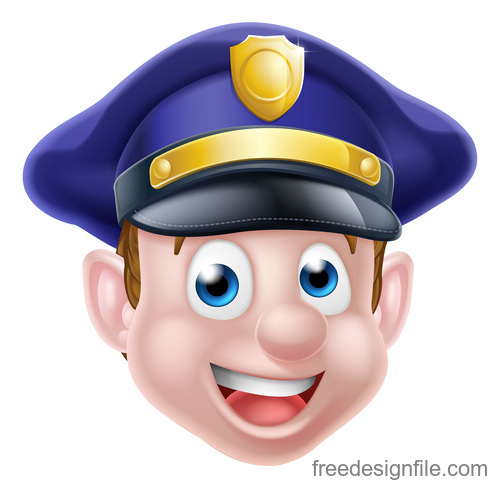 police cartoon face illustration vector