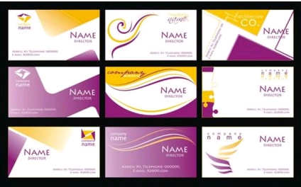 purple business card template vector